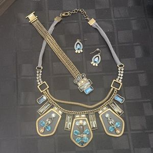 Silpada designs K&R line Blue streak necklace, bracelet and earrings set